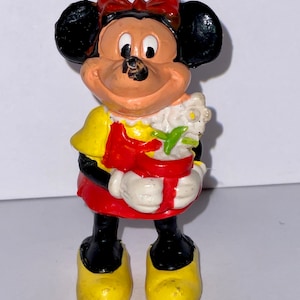 vintage PVC Walt Disney Applause Minnie Mouse made in Hong Kong figure with flower pot