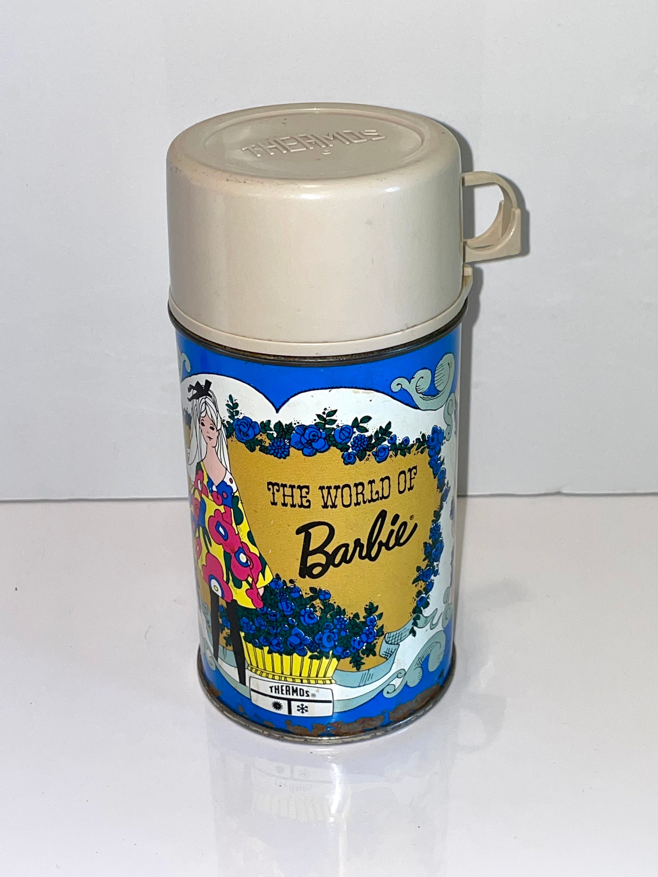 Vintage 1971 the World of Barbie Metal Thermos With Glass Liner