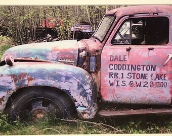 Archival matted art print of original photograph from my Americana series vintage junkyard cars and trucks photo