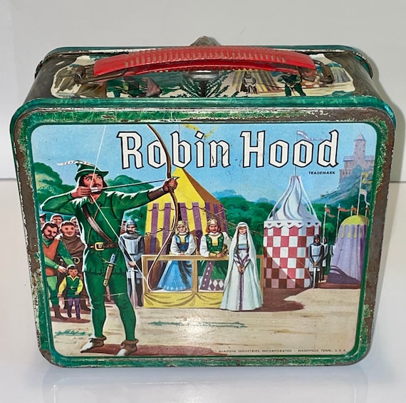 【レア】​Aladdin社製 バットマン＆ロビン ランチボックス(ボトル付) Vintage 1950's Aladdin Industries Robin Hood Metal Lunch Box