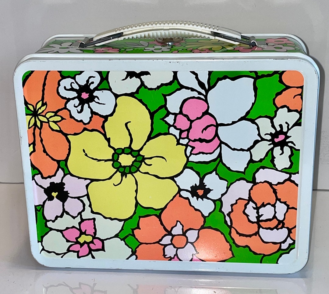 Vintage Metal Lunch Box LB Lunchbox Ohio Art Mod Floral Dead Store