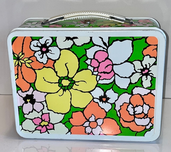 Vintage Metal Lunch Box LB Lunchbox Ohio Art Mod Floral Dead Store