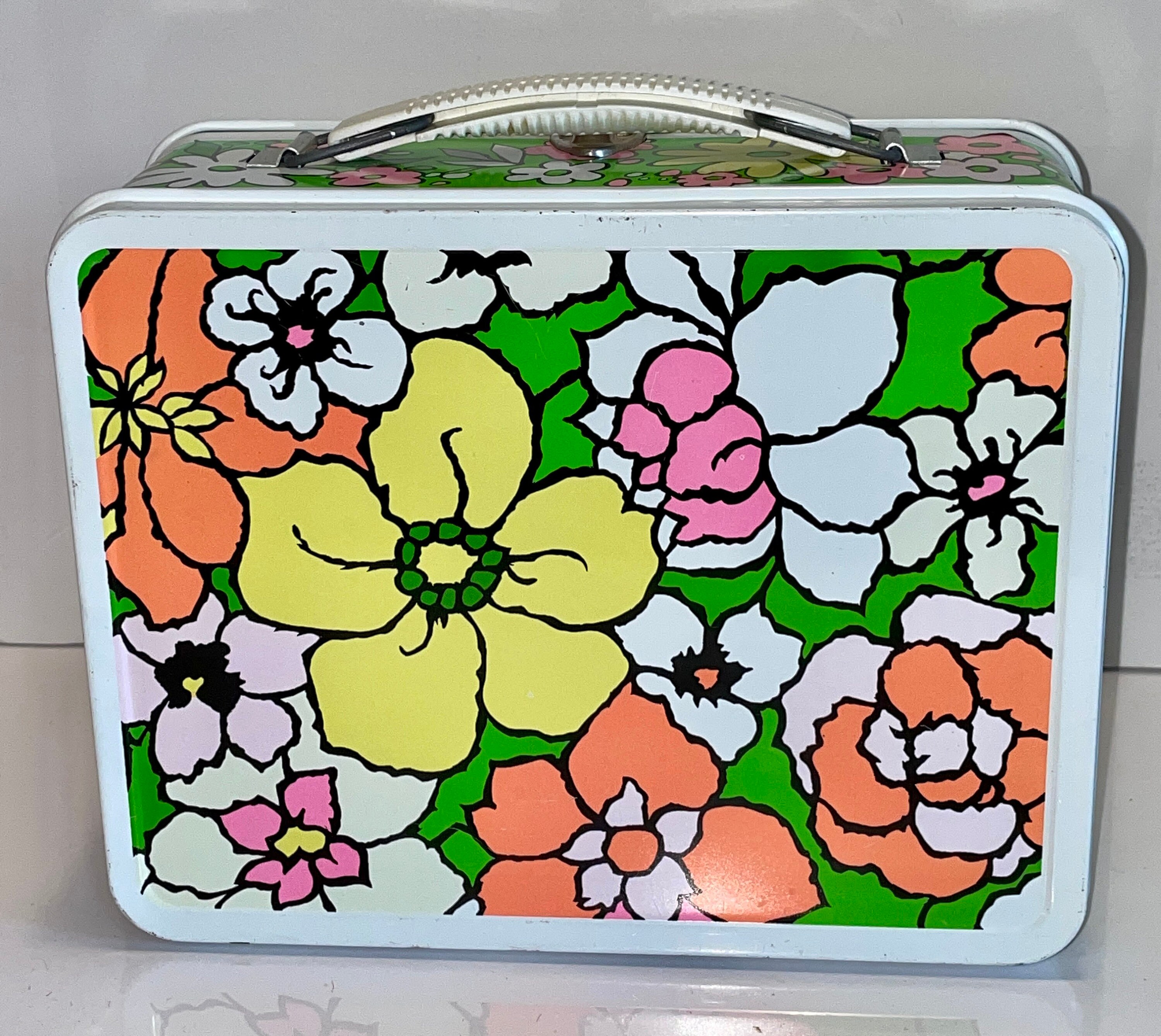 Vintage Metal Lunch Box LB Lunchbox Ohio Art Mod Floral Dead
