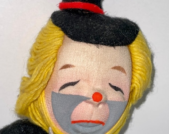Vintage hedaya sad clown doll made in Japan