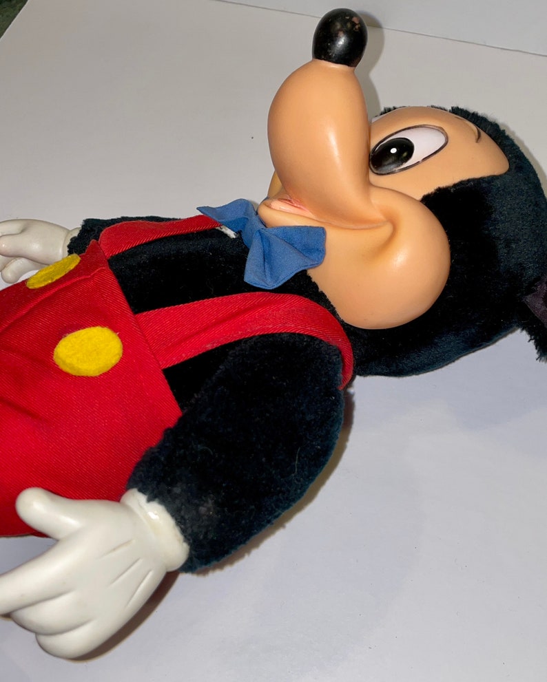 vintage Walt Disney Mickey Mouse 16 inch plush toy with rubber face hands and feet. RARE image 6