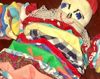 vintage quilt circle clown tag doll