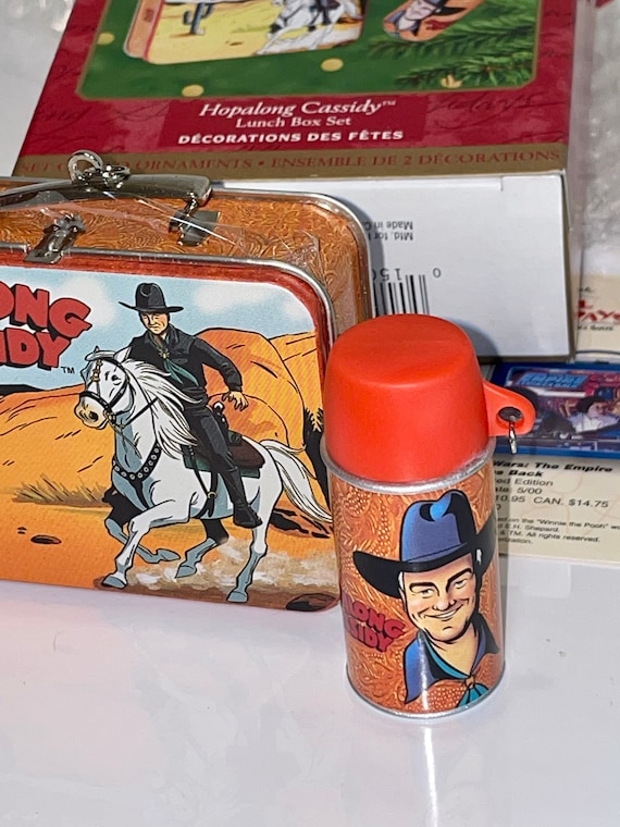 2000 Hallmark Keepsake Ornament Western Lunch Box and Thermos Set Miniature  Hopalong Cassidy Cowboy Metal Lunch Box Lunchbox MIP 