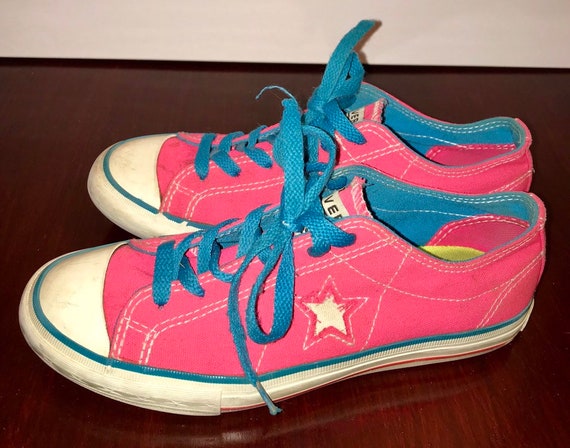 Vintage Retro Converse One Stars Hot Pink Shoes With White - Etsy
