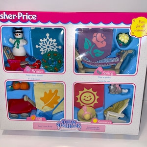 vintage 1996 Fisher Price dream dollhouse seasons set with box no. 74609
