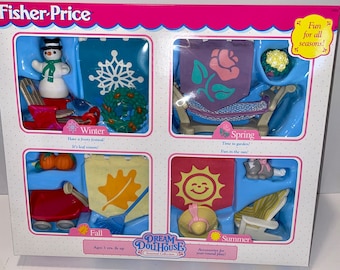 vintage 1996 Fisher Price dream dollhouse seasons set with box no. 74609