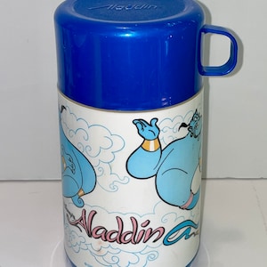 vintage 1990’s Aladdin Walt Disney Aladdin plastic thermos for the plastic lunch box lunchbox