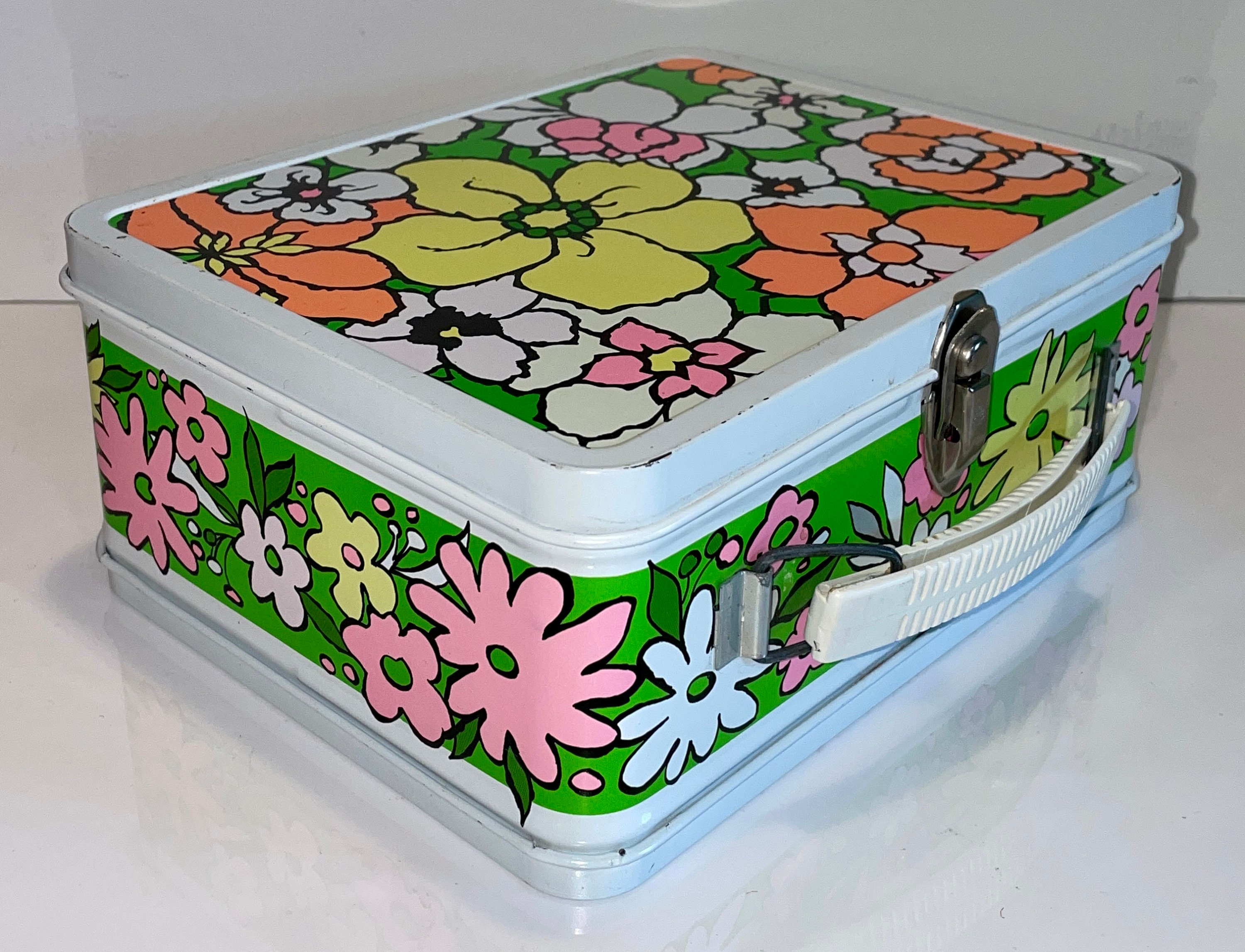 Vintage Metal Lunch Box LB Lunchbox Ohio Art Mod Floral Dead Store Vintage Metal Lunch Box LB Lunchbox Ohio Art Mod Floral Dead Store