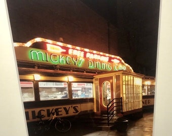 Archival matted art print of original photograph from local establishment series Mickey’s diner by night  photography Saint Paul art