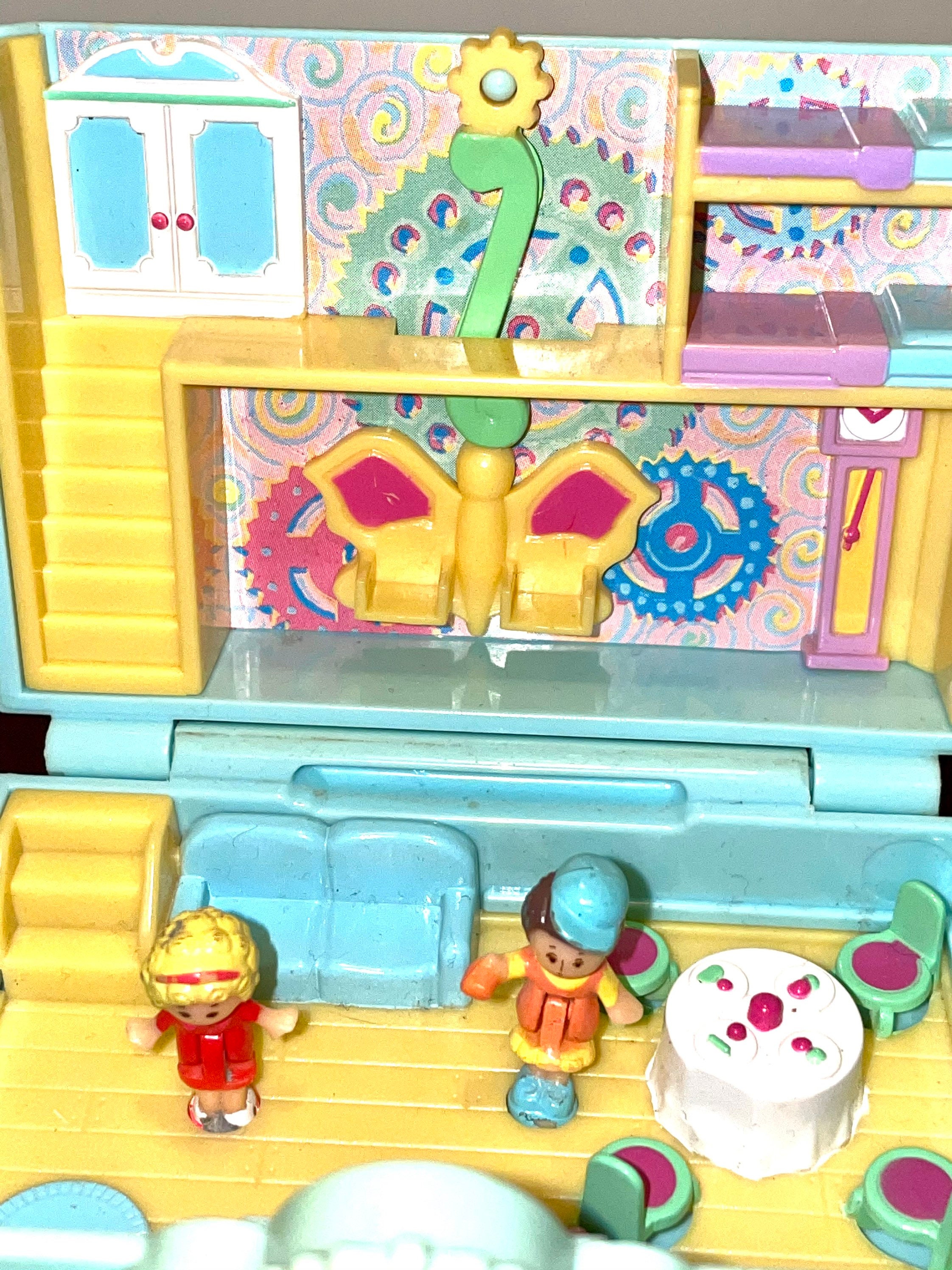 BlueBird 1991 Polly Pocket Funtime Clock Pink Horloge Rose complet Fonctionne