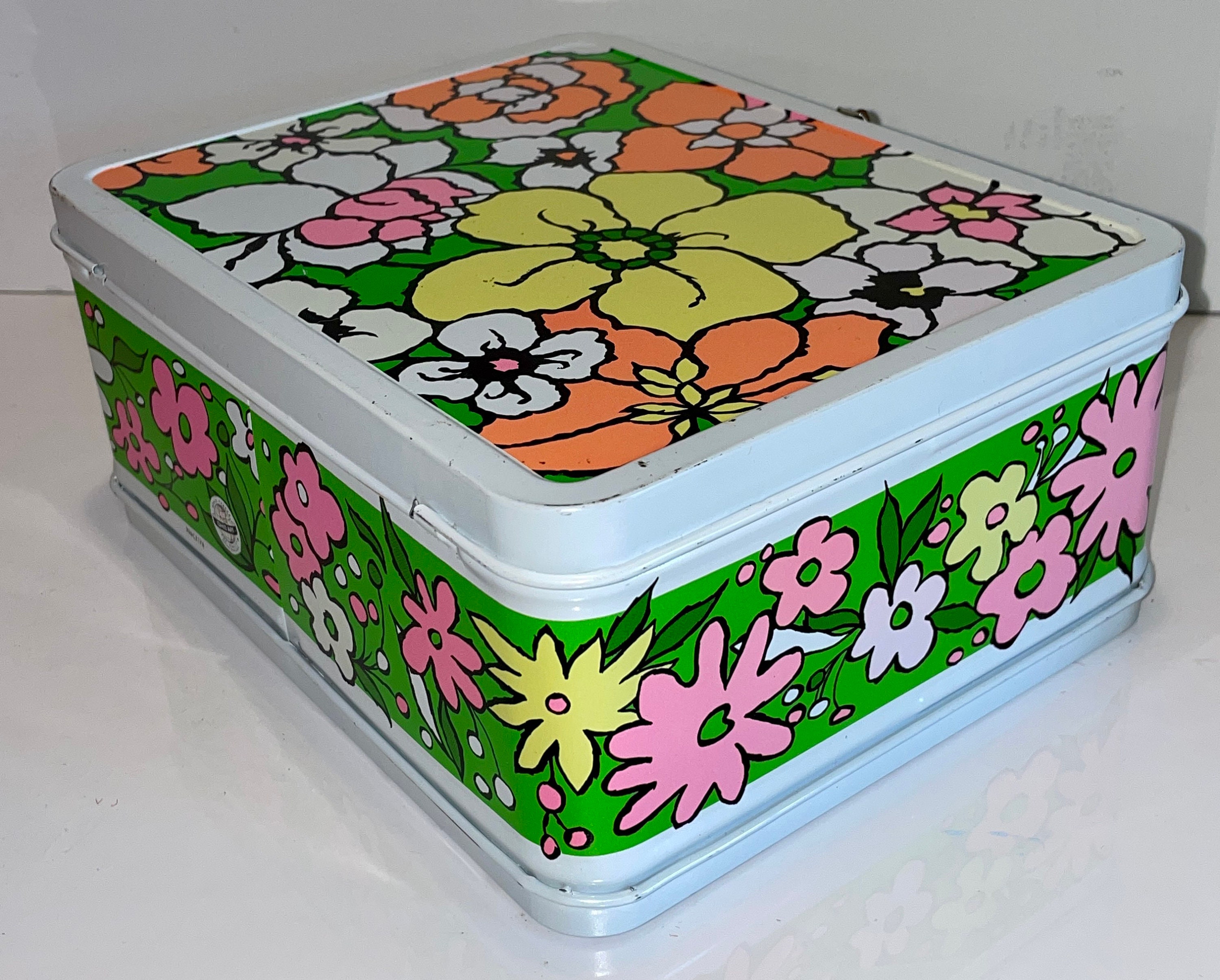 Vintage Metal Lunch Box LB Lunchbox Ohio Art Mod Floral Dead Store