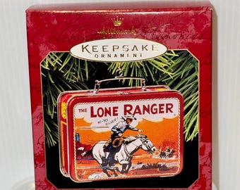 1997 hallmark keepsake ornament Western lunch box miniature the Lone Ranger cowboy metal lunch box lunchbox MIP