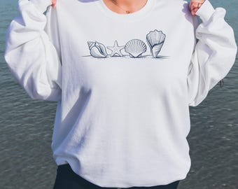 Summer Vibes Crewneck, Beach Vibes Crewneck, Summer Crewneck, Boardwalk Crewneck, Beach Lover Gift, Seashell Design