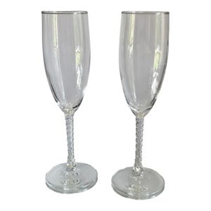 Pair of Cristal D'Arques-Durand "Angelique" Fluted Champagne Glasses
