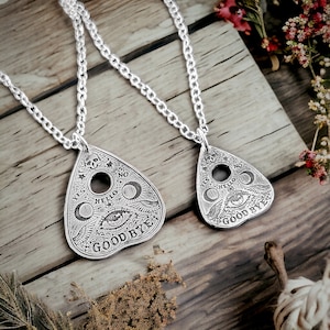 Engraved Planchette Pendant - Mystical Divination Necklace - Witchy Ouija Jewelry - Sterling Silver