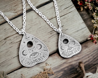 Engraved Planchette Pendant - Mystical Divination Necklace - Witchy Ouija Jewelry - Sterling Silver