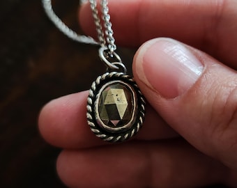 Pyrite Charm Necklace | Sterling Silver Grounding Talisman