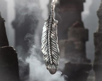 Odin Raven Feather Necklace – Sterling Silver Personalized Viking Rune Pendant