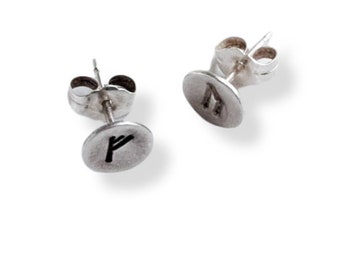 Minimalist Viking Rune Stud Earrings - Sterling Silver