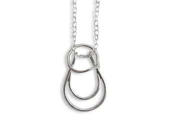 Crescent Moon Ring Holder Necklace: Sterling Silver Ring Keeper Pendant