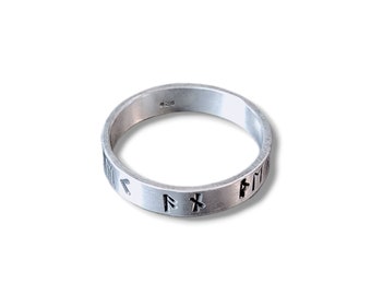 Custom Rune "I Love You" Inscription | Minimalist Sterling Silver Norse Viking Rune Wedding Ring