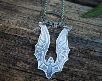 Bat Ring Keeper Necklace | Witchy Sterling Silver Ring Holder