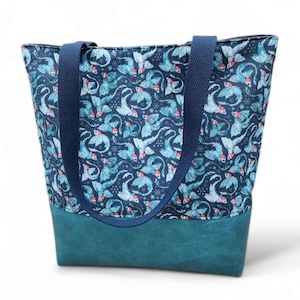 Sac fourre-tout dragon de Noël - cadeau sac à main wyverne bleu sarcelle pour elle - amateur de fantaisie Booktok - sac à main épaule flocon de neige hiver Noël - prêt à expédier