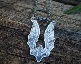 Bat Ring Keeper Necklace | Witchy Sterling Silver Ring Holder