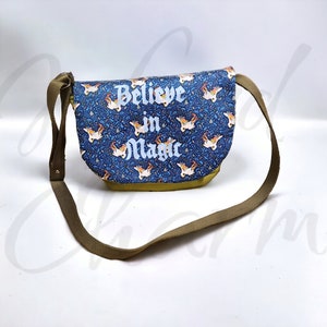 Bolso bandolera ajustable Believe in Magic - Bolso con estampado de unicornio de fantasía encantado - Monedero 100 % algodón - Listo para enviar