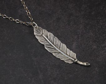 Quillbound Feather Necklace | Sterling Silver Engraved Quote Quill Pendant