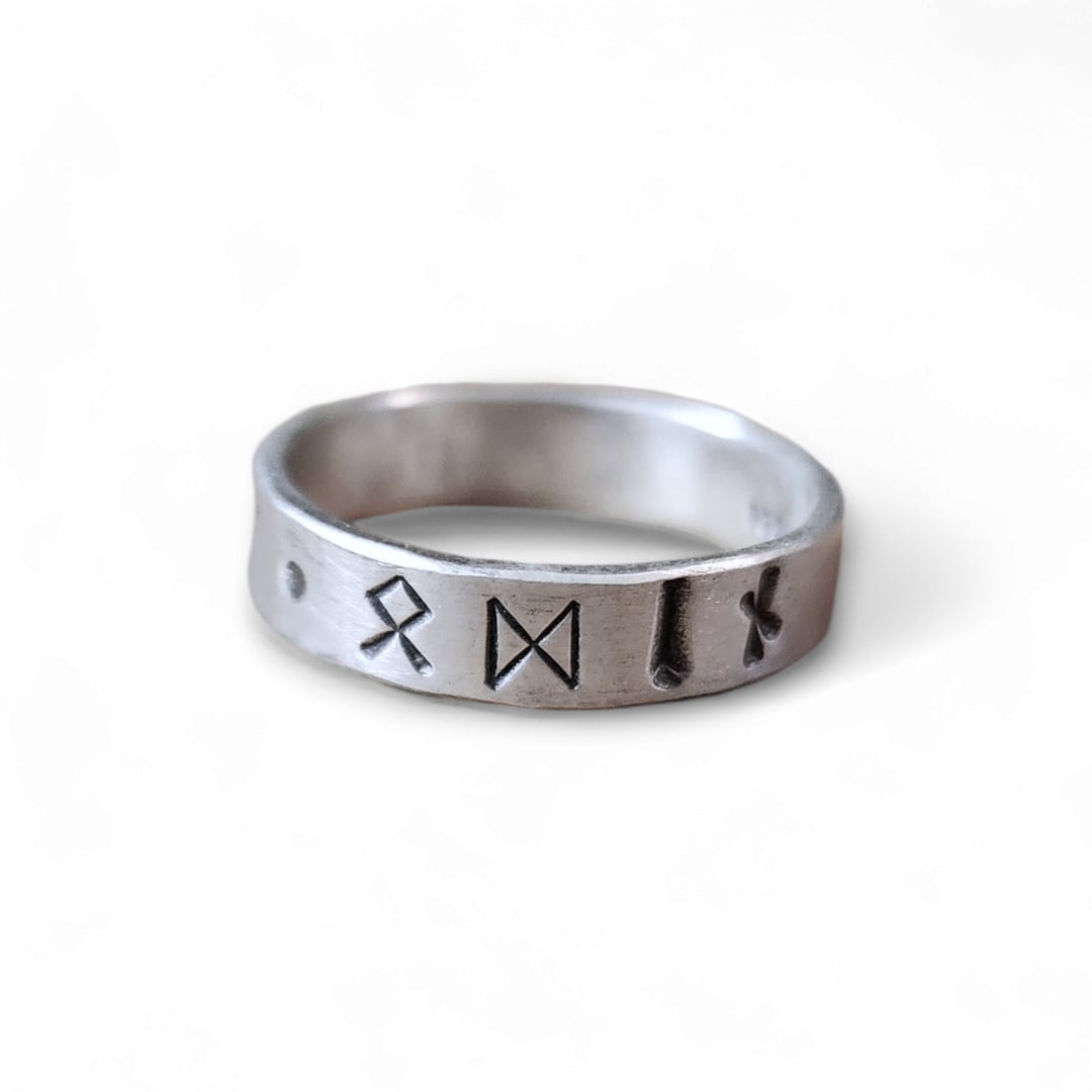 Hail Odin Minimalist Viking Rune Ring With Custom Size - Sterling ...