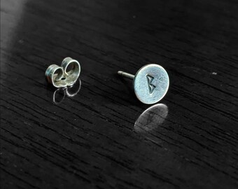 Sterling Silver Viking Rune Stud Earring – Minimalist Jewelry