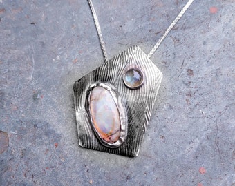 Opal and Labradorite with sterling silver Necklace