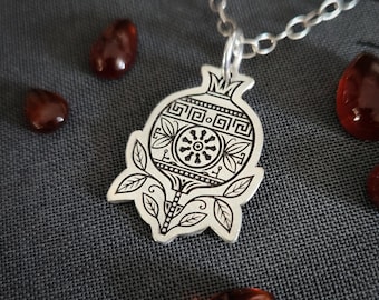Persephone’s Pomegranate Necklace | Sterling Silver Greek Goddess Pendant