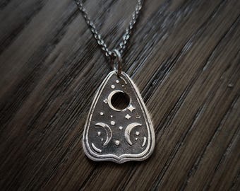 Celestial Sterling Silver Planchette Necklace: Divination Jewelry