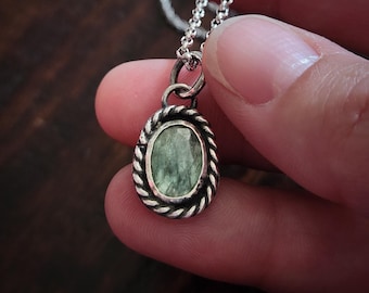 Green Kyanite Charm Necklace | Sterling Silver Clarity Talisman
