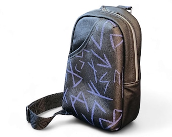 Norse Runes Crossbody Sling Bag: Viking Faux Leather Purse