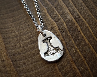 Fine Silver Mjolnir Necklace | Thor Hammer Talisman