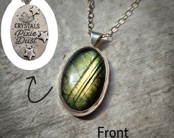 Labradorite & Sterling Silver Pendant: Crystals and Pixie Dust Fairycore Necklace