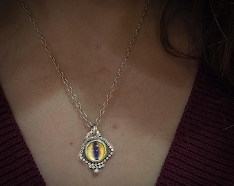 Dragon’s Eye Talisman Necklace – Sterling Silver Wyvern Pendant