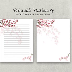 Papelería IMPRIMIBLE, Papel imprimible floral, Papel de escritura de cartas botánicas, Juego de escritura, Papel de notas, Amigo por correspondencia