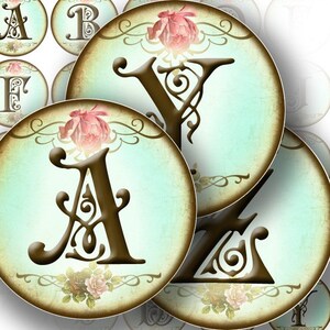 Digitale Collage 1,5 Zoll Kreis digitale Kunst Alphabet Buchstaben Schmuck machen Papier liefert Vintage Alphabet Buchstaben (112) BUY 3 GET 1 FREE