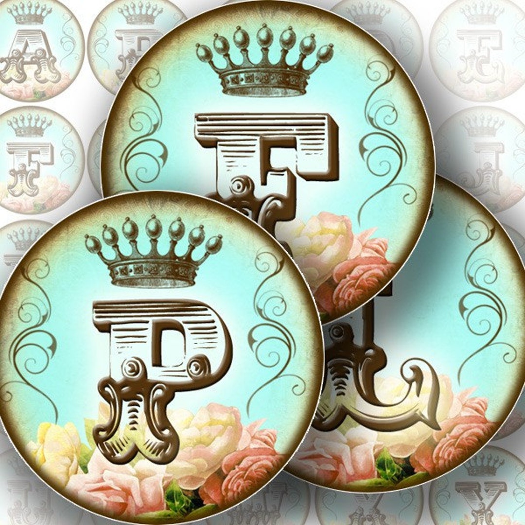 1.5 Inch Circle Digital Art Alphabet Letters Collage Bottle Caps ...