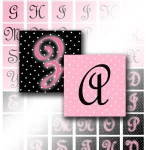 Alphabet Letters Digital Collage Sheets for scrabble tiles 1 inch squares jewelry making paper supplies altered art 007BUY 3 GET 1FREE image 1