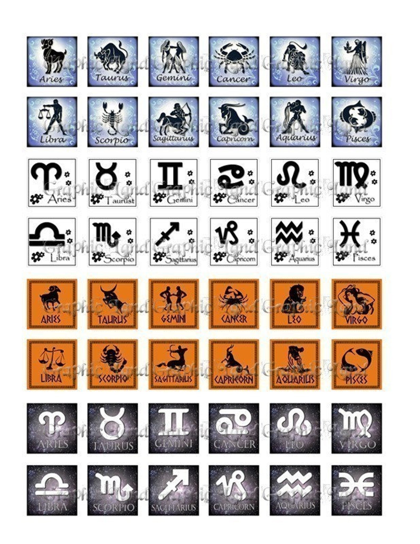 Astrology Zodiac Signs Digital Collage Scrabble Tile 1x1 Inch Etsy