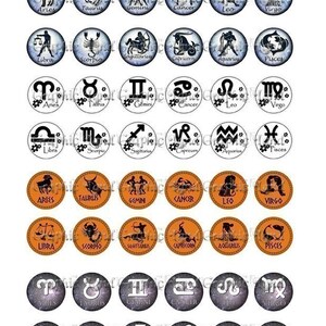 1 Inch Digital Bottle Cap Collage Sheet Zodiac Printable Graphics ...